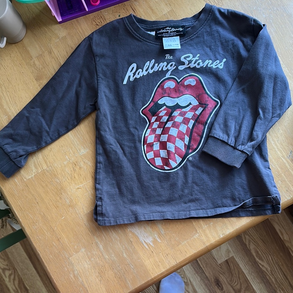 Zara Rolling Stones long sleeve cotton girls t shirt